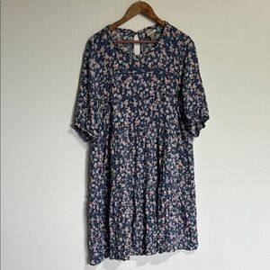 Knox Rose Navy Midi Dress with Pink Floral Print
